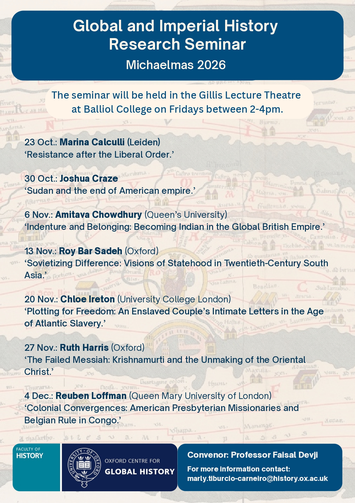 Global and Imperial History Seminar Term Card MT 2026