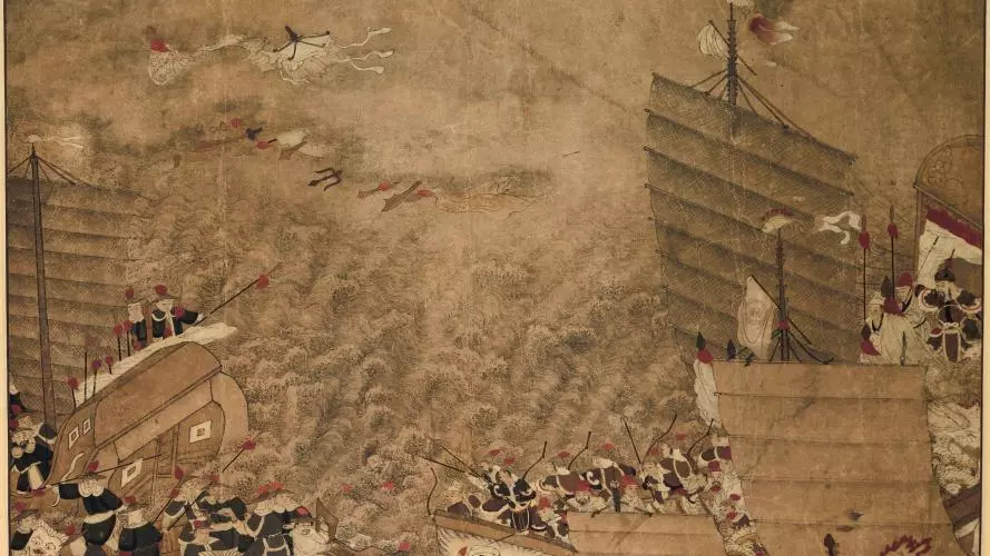 een zeeslag tussen japanse zeerovers en chinezen