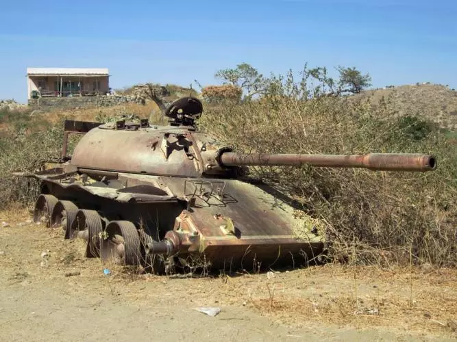 Soviet tank abandoned by retreating Ethipian troops 1991