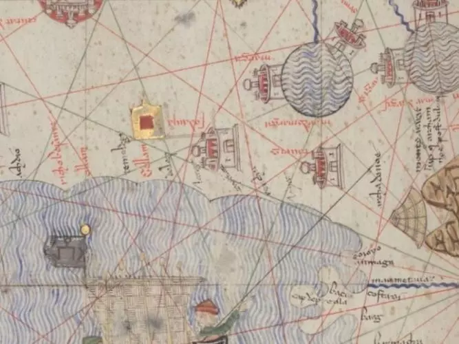 detail from bibliotheque nationale de france ms espagnol 30 abraham cresques atlas de cartes marines c 