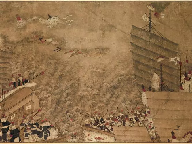 een zeeslag tussen japanse zeerovers en chinezen